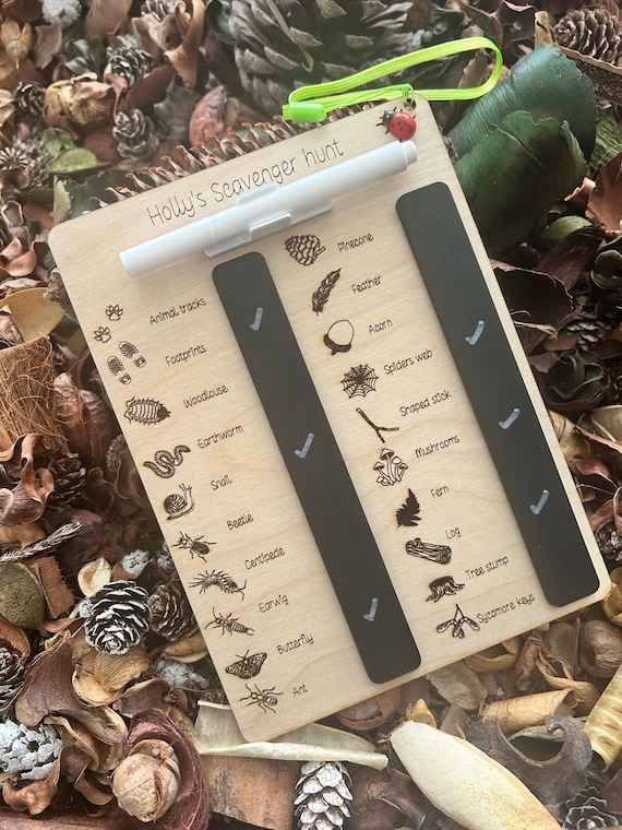Kids Outdoor Scavenger Hunt Checklist, Personalised (Wipe-Clean, Portable)