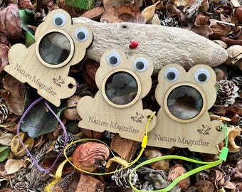Wooden Frog Magnifier Set - Kid-Friendly Nature Discovery Tools