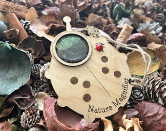 Ladybird Magnifier Toy: Wooden 5x Lens for Kids’ Nature Play