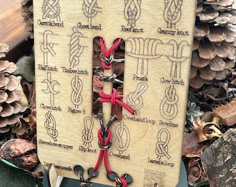 A4 Knot Tying Board: Personalized Learning Tool (A4 Birch Wood, 16 Knots)