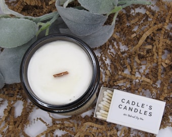 Unscented Candle, 8 oz. Fragrance Free, Dye Free, Wood Wick Candle, Amber Jar, Soy Wax Candle, Client Gifts, Gifts for office, New Home Gift