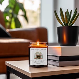 Crackling Firewood Soy Candle – Cozy Campfire Scent with Wood Wick, Rustic Cabin Candle, Handmade Winter Gift for Him or Her