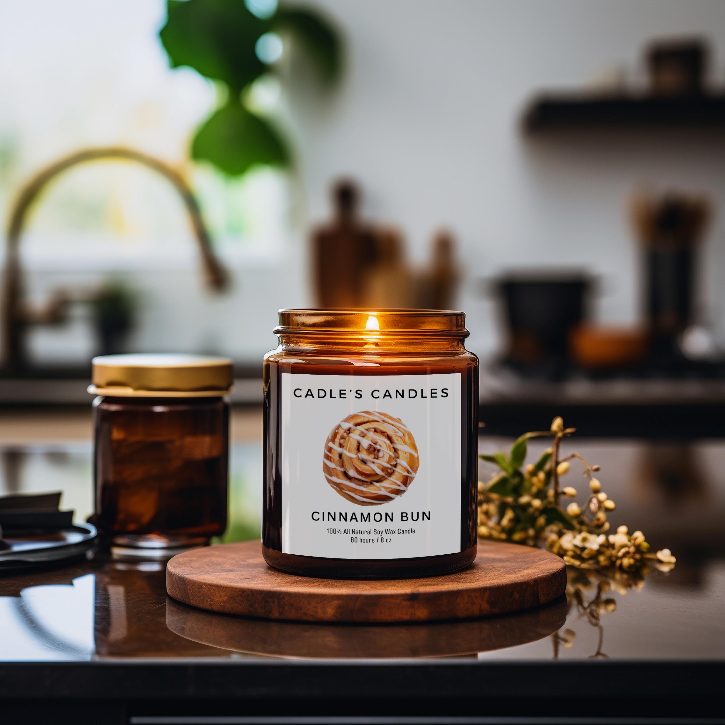 Handmade Cinnamon Bun Soy Candle, Natural Scented Candle for Home Decor