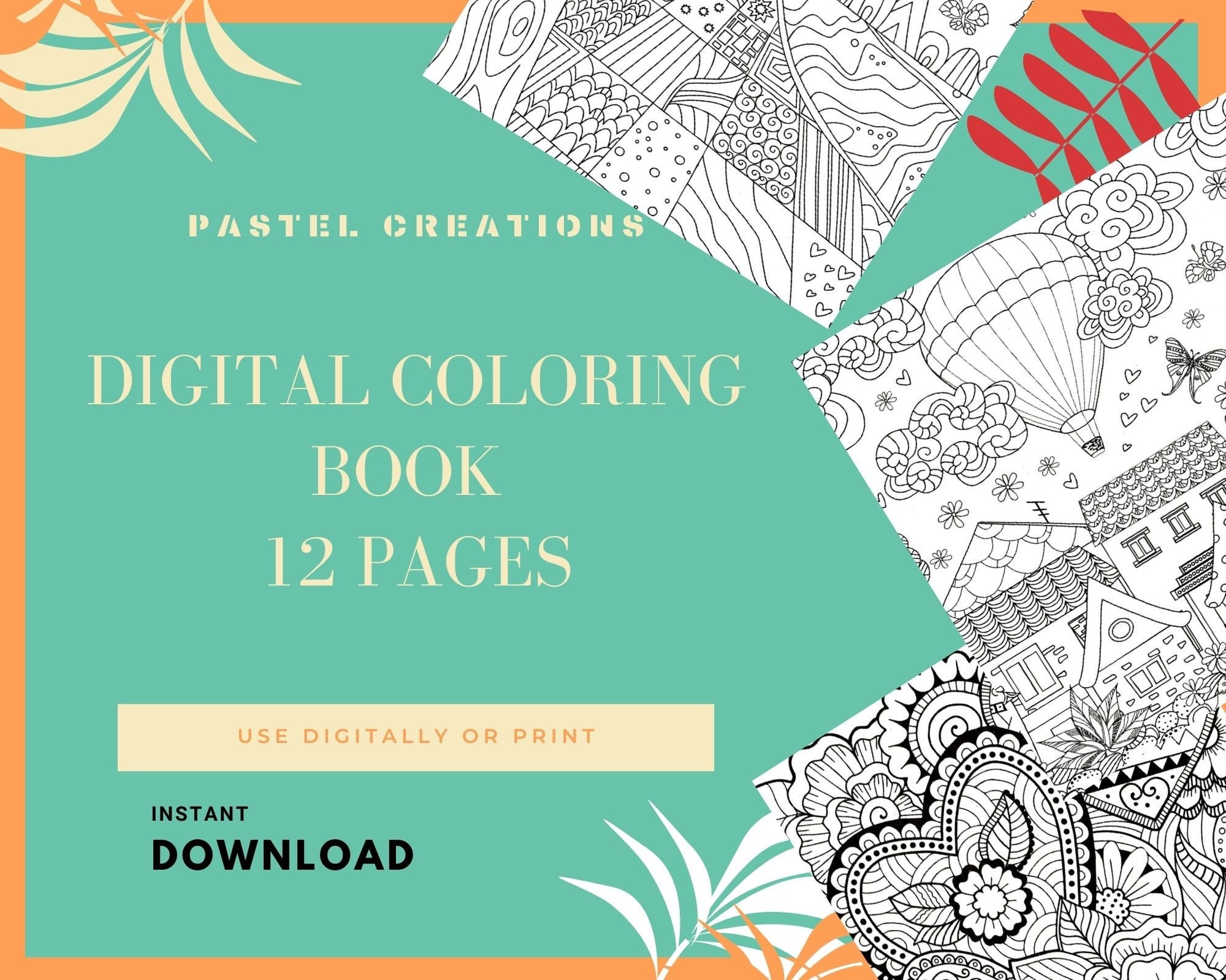 Coloring Pagesdigital Download Color Adultcoloring Etsy