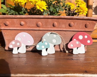 Set of 2 Clay Toadstools| Autumn Decor | Toadstool gift | Autumn Decoration