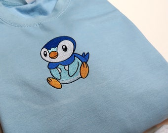 Sudadera de pingüino, sudadera de cuello redondo, sudadera de invierno, sudadera bordada, sudadera para niños, unisex