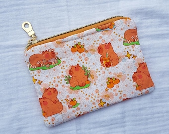 Handmade Capybara Coin Purse, Quilted Keychain Wallet