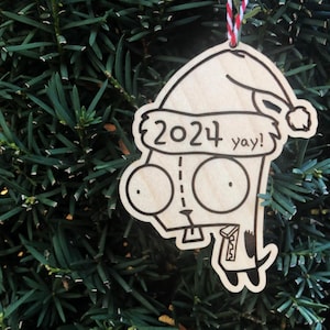 Invader Zim Santa Gir Christmas Ornament ~ Santa Gir Ornament ~ 2025 Christmas Ornament ~ Laser Cut Wood Ornament