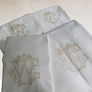 Monogrammed  3 pieces  king , queen duvet cover  bedding set 100%Cotton