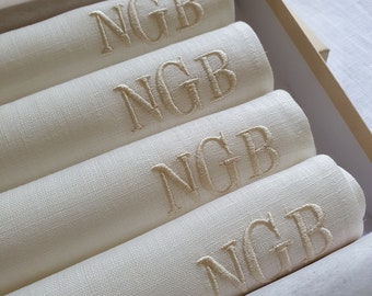 Embroidered Linen Handkerchief | Personalized Monogram Gift for Him