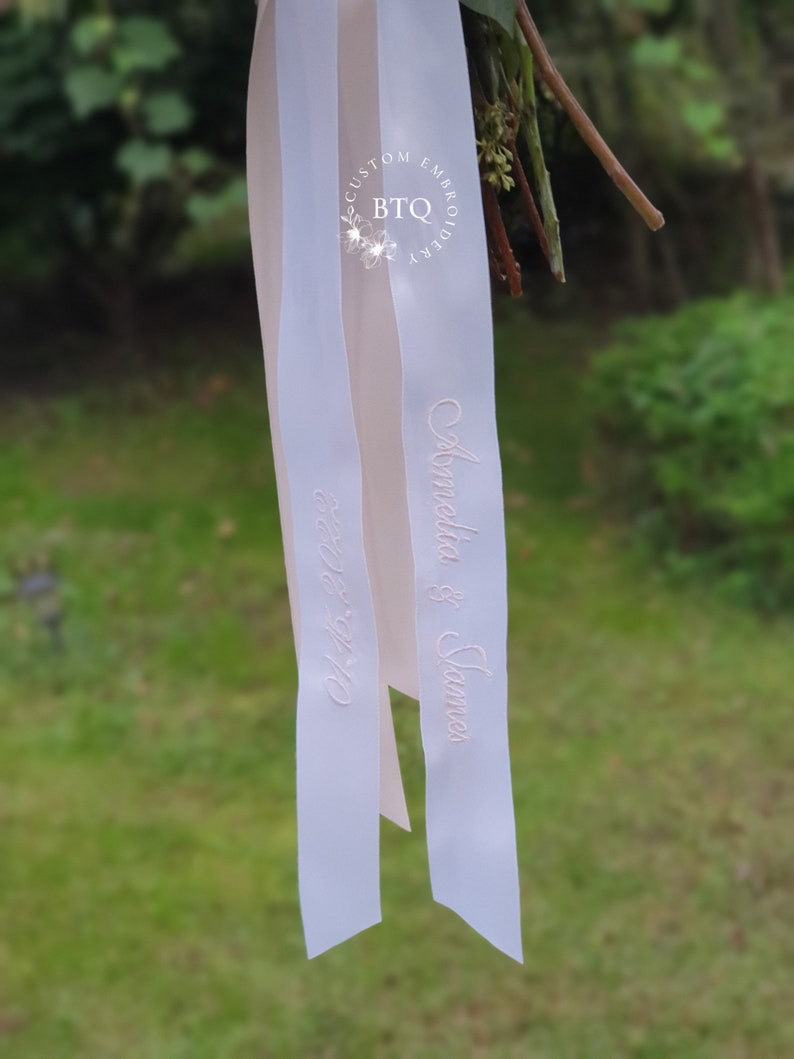 Personalized Embroidered Ribbon for Wedding Bouquet Custom Etsy
