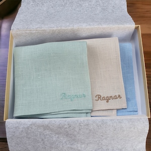 Custom  linen handkerchief for kids  | Personalized  hankie | Reusable organic handkerchiefs