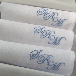 Monogrammed  linen handkerchief |  Personalized Hankie | Custom  hankie for man| Gift for him