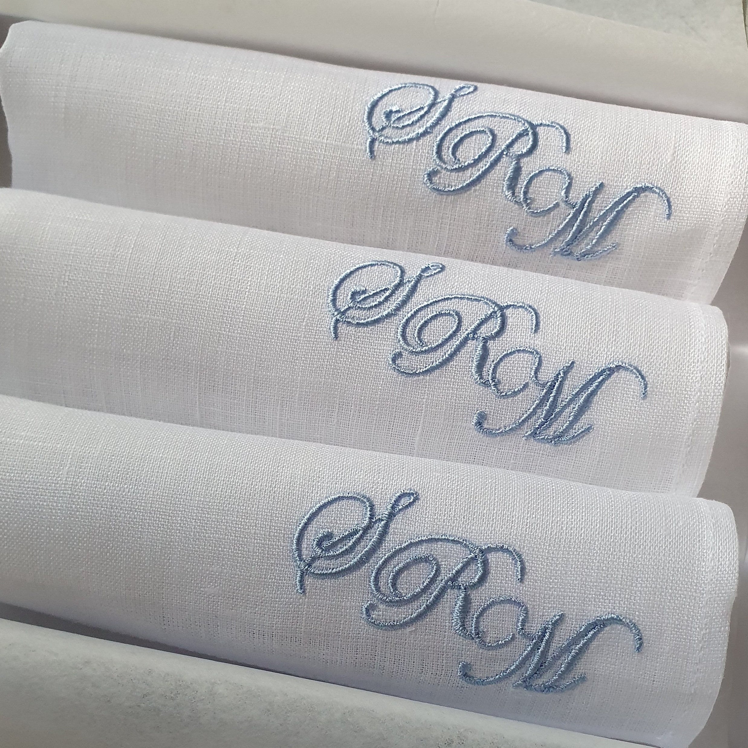 Monogrammed Linen Handkerchief Personalized Hankie Gift