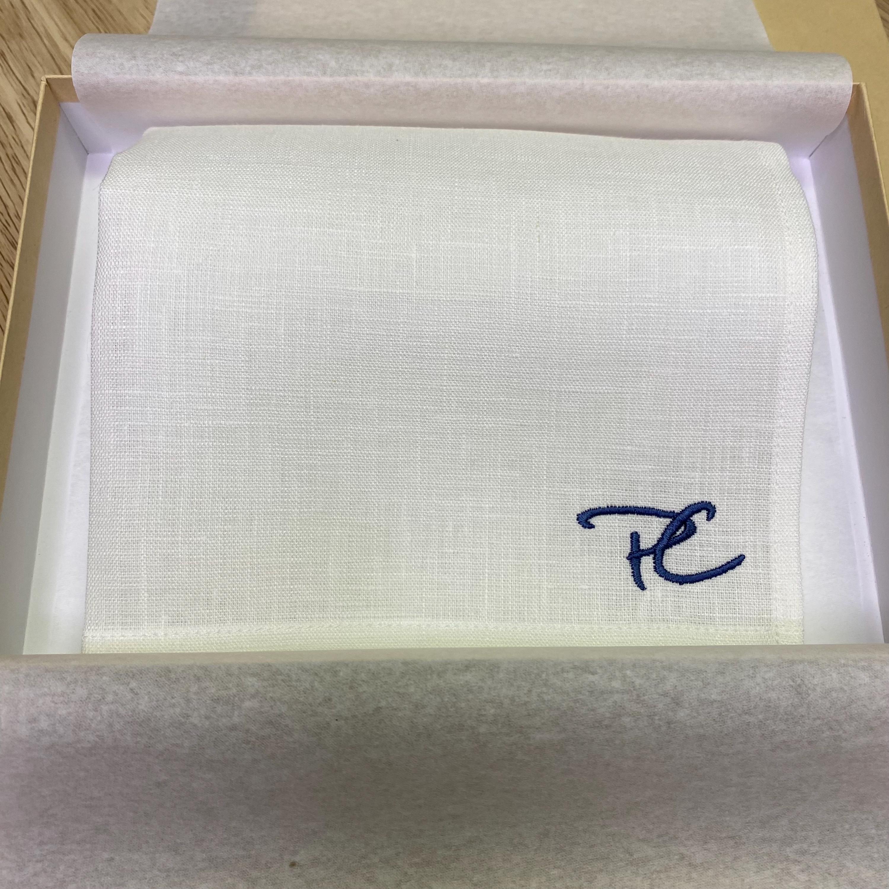 Custom Linen Handkerchief With Embroidered Signature | Monogram Gift - Etsy