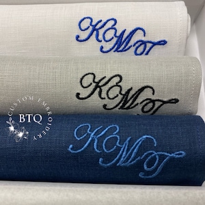 Monogrammed  linen handkerchief |  Personalized Hankie | Custom  hankie for man| Gift for him