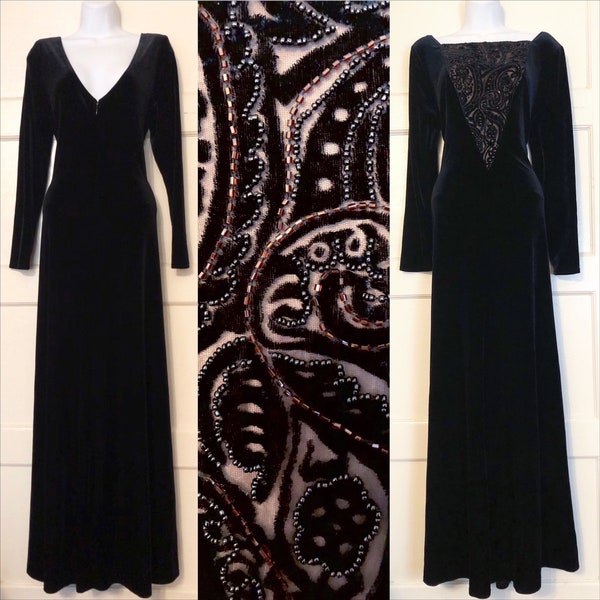 Velvet black long sleeve maxi dress