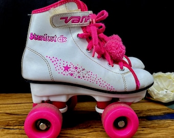 Vintage 80s 90s Variflex Youth Stardust DX Pink White Retro PomPom Roller Skates