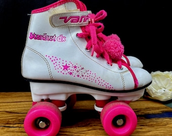 Vintage 80s 90s Variflex Youth Stardust DX Rosa Blanco Retro PomPom Patines