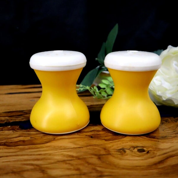 Vintage Max Klein Salt and Pepper Shakers Yellow and Cream Plastic