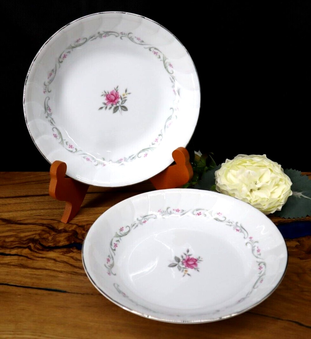 Vintage Royal Swirl Fine China Pink Rose Porcelain Side Dish - Etsy