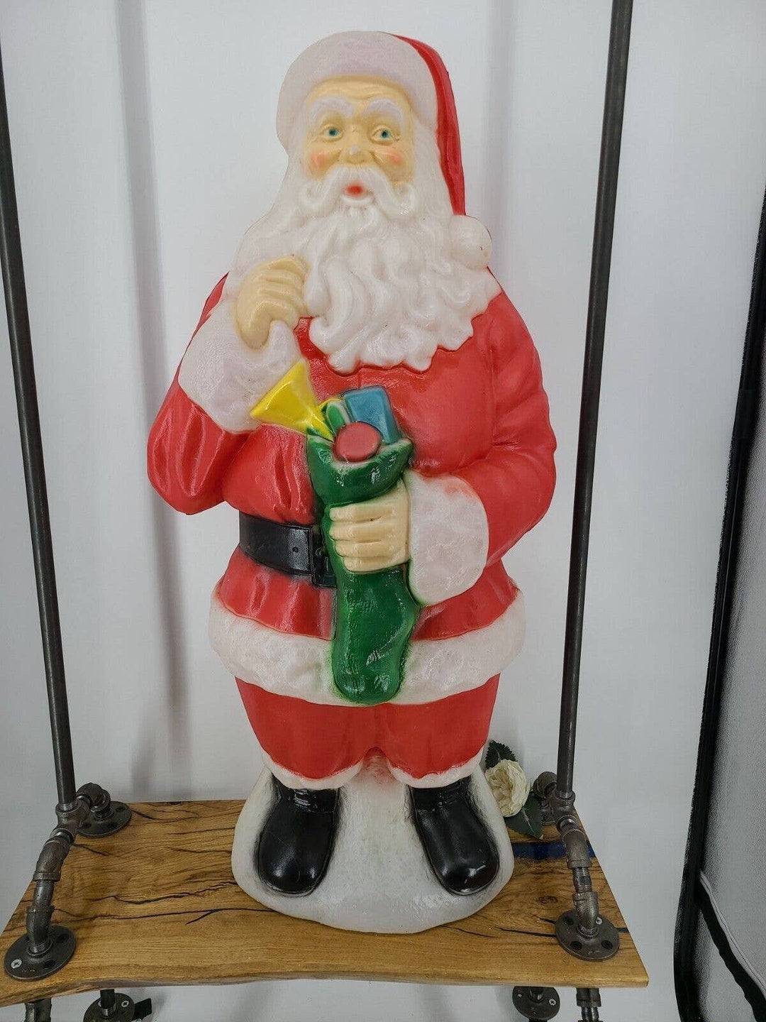 Vintage General Foam Plastics Christmas Santa Claus Green Etsy