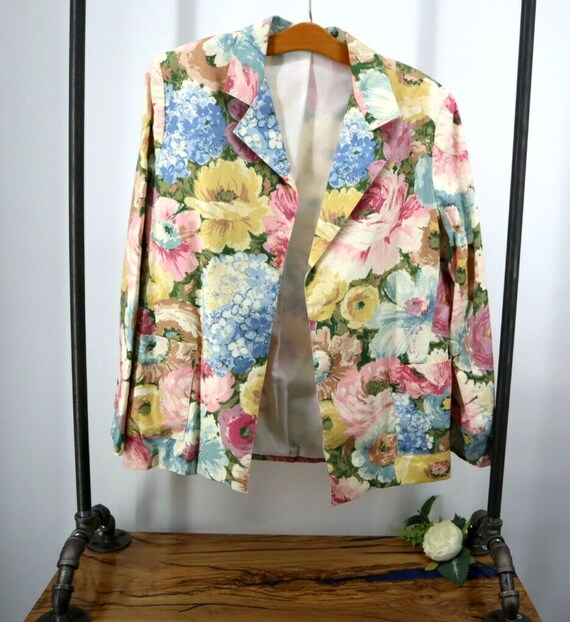 Vintage Spring Floral Lined Blazer Handmade Retro 