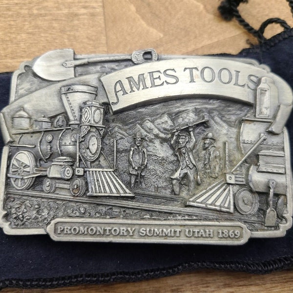 Vintage Ames Tools Promontory Summit Utah 1869 Train 1982 Siskiyou Belt Buckle