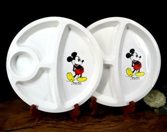 Vintage Walt Disney Productions Mickey Mouse Plastic Sectioned Kids Plates