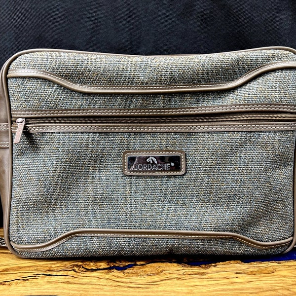 Vintage 90s Jordache Tweed Crossbody Messenger Travel Carry On Bag Tote Suitcase