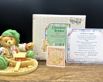 1995 Enesco Cherished Teddies Yule Building a Sturdy Friendship 141143 with Box