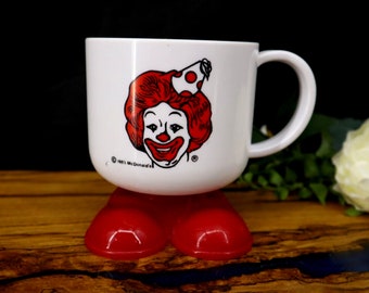 Vintage 1985 Ronald McDonald Birthday Plastic Cup with Big Red Feet