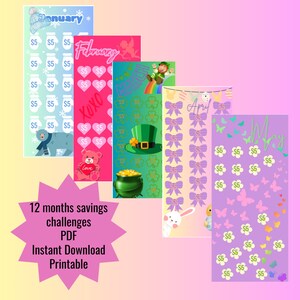 12-Month Savings Challenges | Fits A6 Size Envelopes | Low Income Savings Challenges |  PDF | Savings Trackers