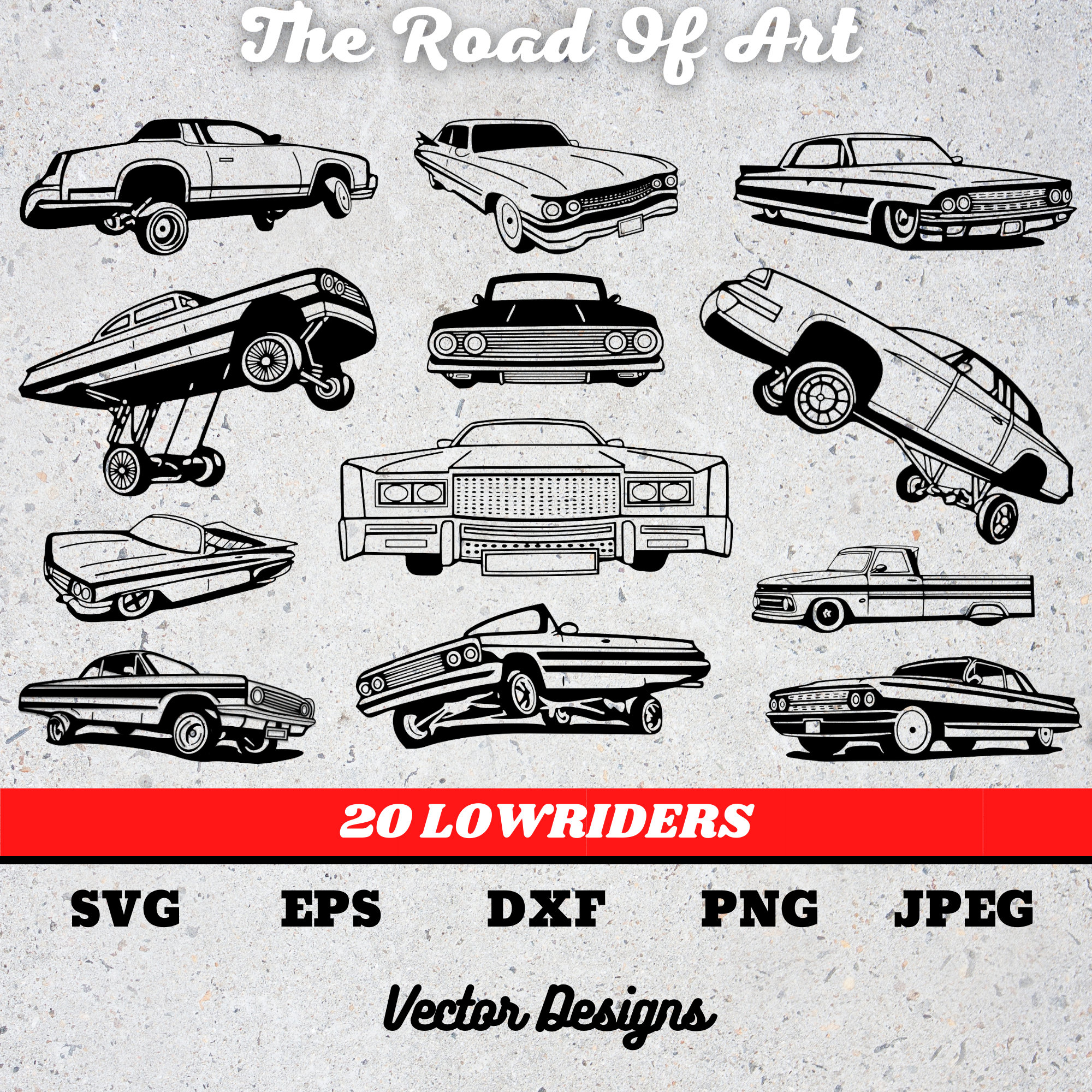 20 Lowriders Car Bundle SVG Cut Files for Cricut Silhouette