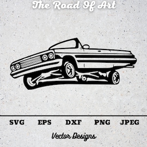 Lowrider American car, SVG Cut files for Cricut Clipart Silhouette, vector DXF, Digital download Hydraulics