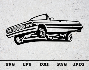 Lowrider American car, SVG Cut files for Cricut Clipart Silhouette, vector DXF, Digital download Hydraulics
