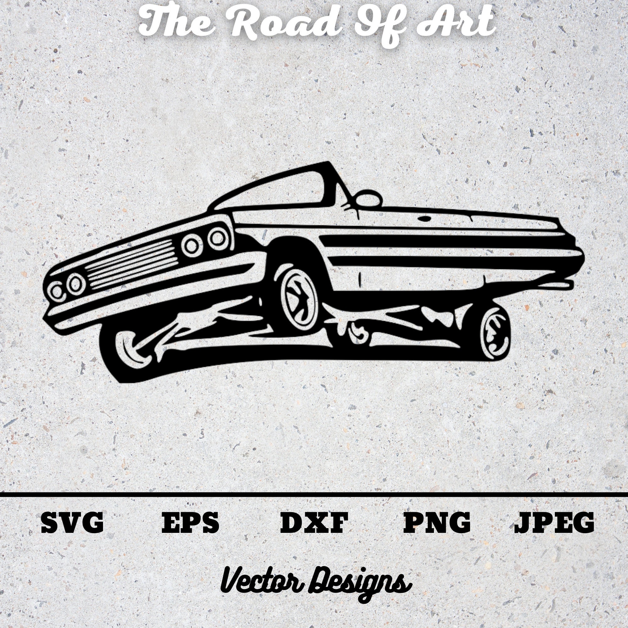 Lowrider American Car, SVG Cut Files for Cricut Clipart Silhouette