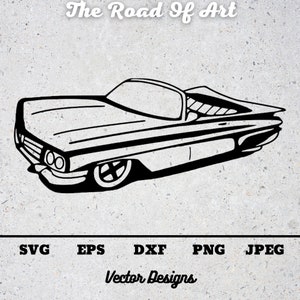 Lowrider SVG Convertible car drawing Cut files for Cricut & Silhouette Vector images Instant download DXF