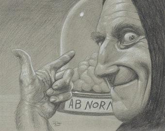 Abby Normal Original Charcoal Drawing From Young Frankenstein Free Shipping