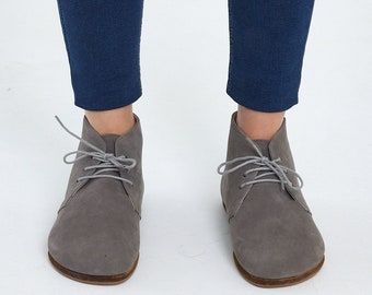 Women's Barefoot Nubuck Ankle Boots: Wide Toe, Leather Sole