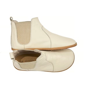 Herren Barfuß Creme Lederstiefel - Moderne Handgefertigte Ankle Boots - Zero Drop Lederstiefel - Geschenk für Sie