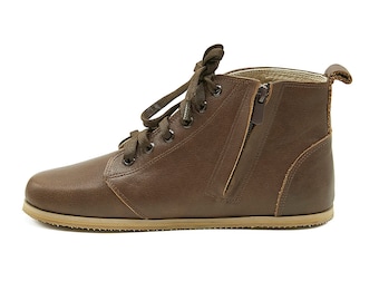 Women's Handmade Leather Barefoot Ankle Boots - Wide Toe Box