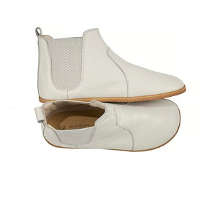 Dames Barefoot White Chelsea Boots - Moderne handgemaakte enkellaarsjes - Zero Drop lederen laarzen - Cadeau voor haar