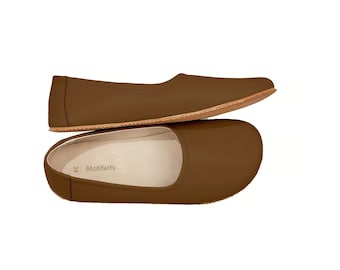 Handmade Brown Leather Ballerinas: Zero Drop Barefoot Shoes