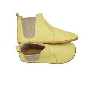 Dames Barefoot Citroengeel Chelsea Boots - Moderne handgemaakte enkellaarsjes - Zero Drop lederen laarzen - Cadeau voor haar