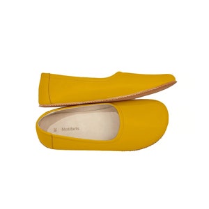 Ballerine in pelle fatte a mano: scarpe Boho Barefoot color senape