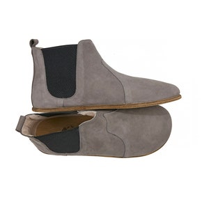 Dames Barefoot Chelsea Smoke Grey enkellaarzen - moderne handgemaakte enkellaarzen - Zero Drop leren laarzen - leren zool winterschoenen