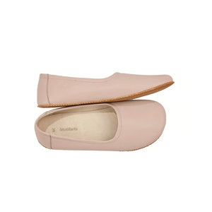 Women's Handmade Powder Flat Ballerinas - Bohemian Zero Drop Sole Shoes - Daily Use Comfy Slip-Ons - Barefoot Wide Toe Box Shoes