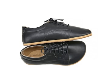 Handgemaakte leren blote voetensneakers: brede neus, zero drop