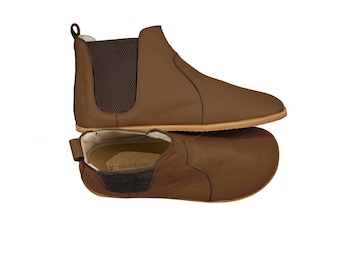 Women's Barefoot Leather Chelsea Boots - Handmade Zero Drop Ankle Boots
